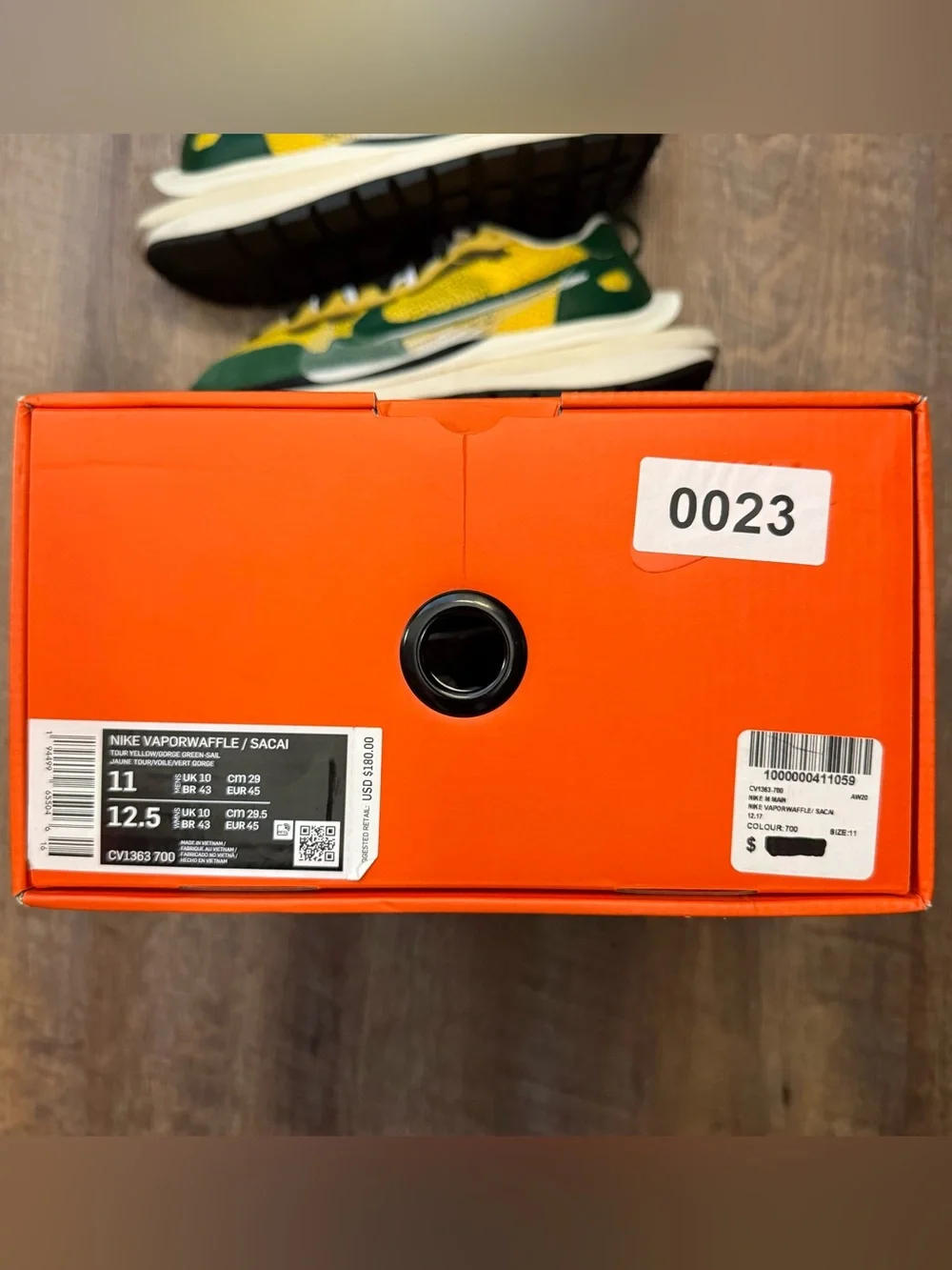 Sacai x Nike VaporWaffle Tour Yellow Green Men’s Size 11 Sneakers Shoes